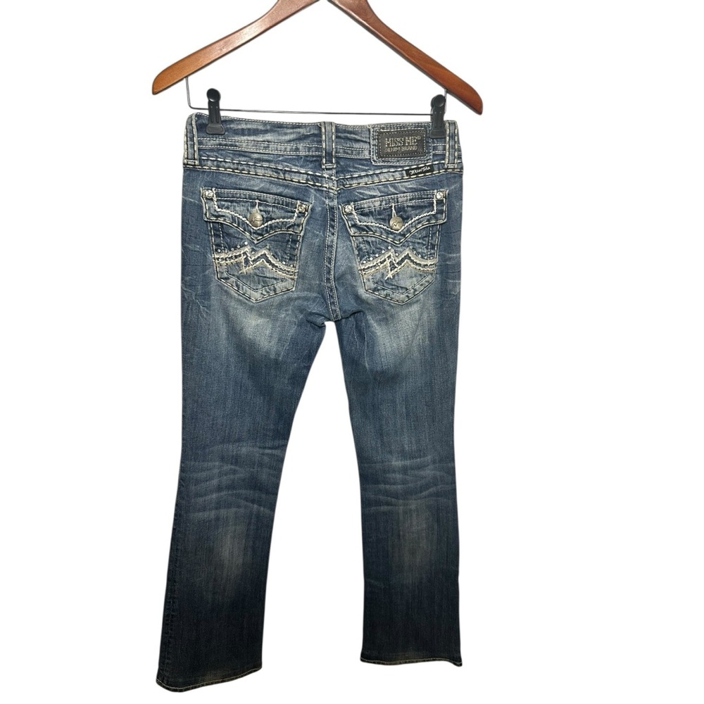 Miss Me Blue Boot Cut Jeans with Distressed Detailing 27”